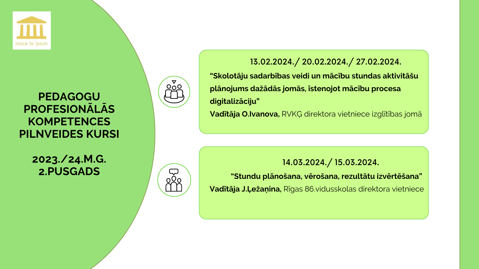 Pedagogu profesionālo kompetenču pilnveides kursi 2023.24.m.g. 2.pusgads
